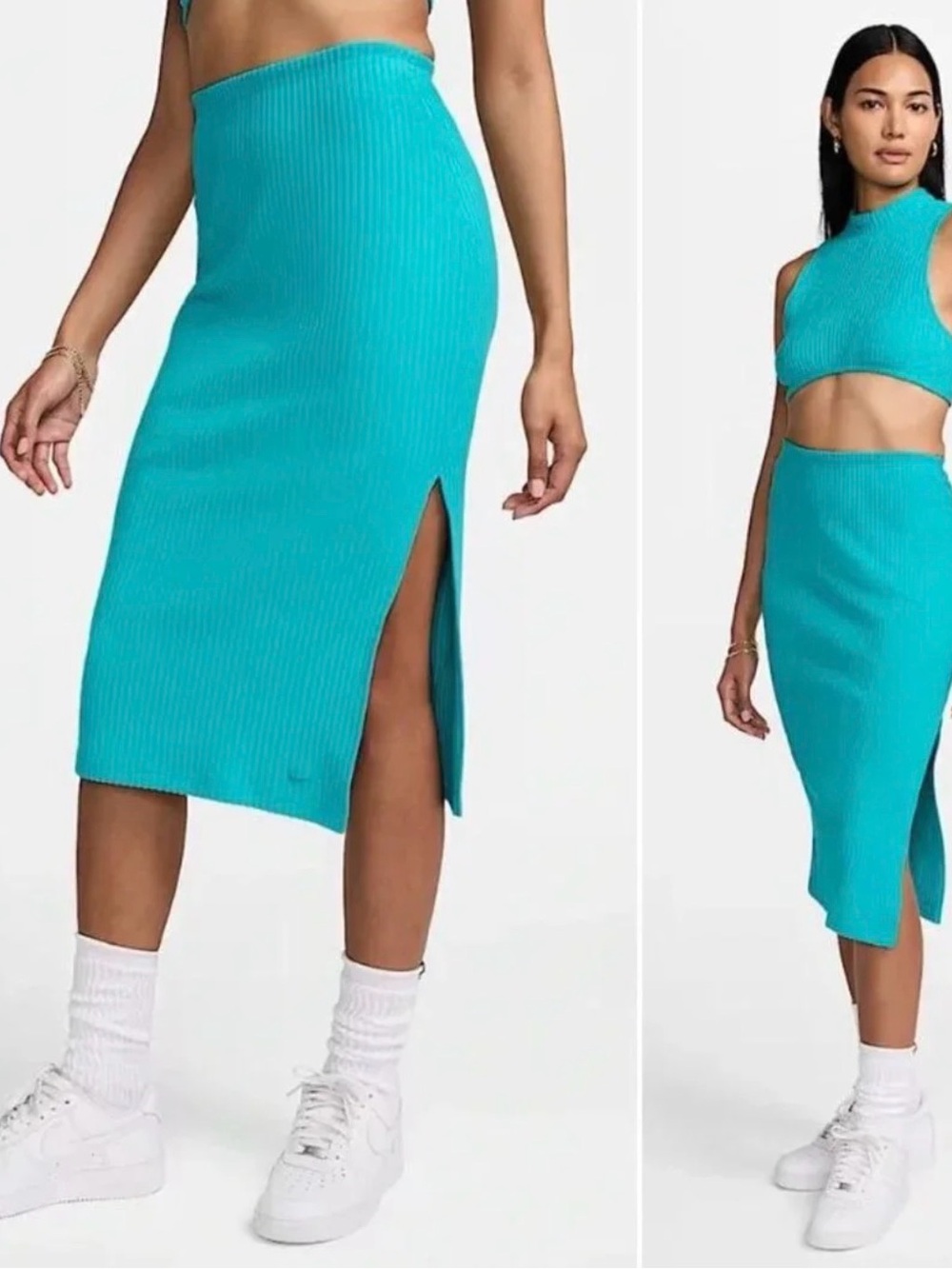 Nike Turquoise Ribbed Turtleneck Sweater